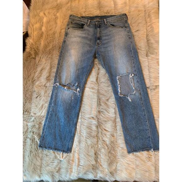 Levi's 505 Jeans Distressed  Light Wash 34 - Picture 1 of 7